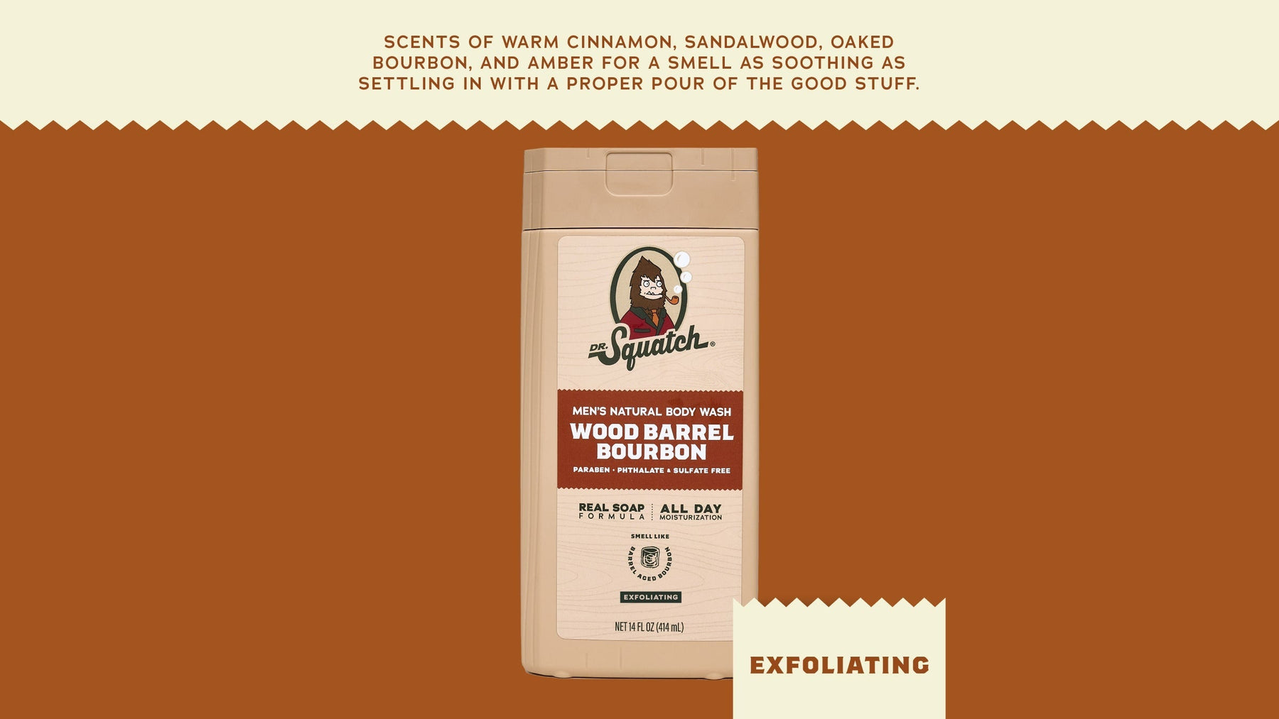 14 oz Wood Barrel Bourbon Exfoliating Body Wash - Classic Notes