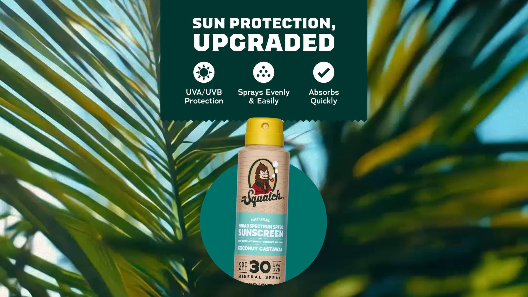 Dr. Squatch Spray | SPF 30 UVA/UVB Protection | Non-Greasy Mineral Sunscreen for Men - Gentle Reset